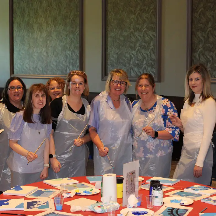 happy group painting