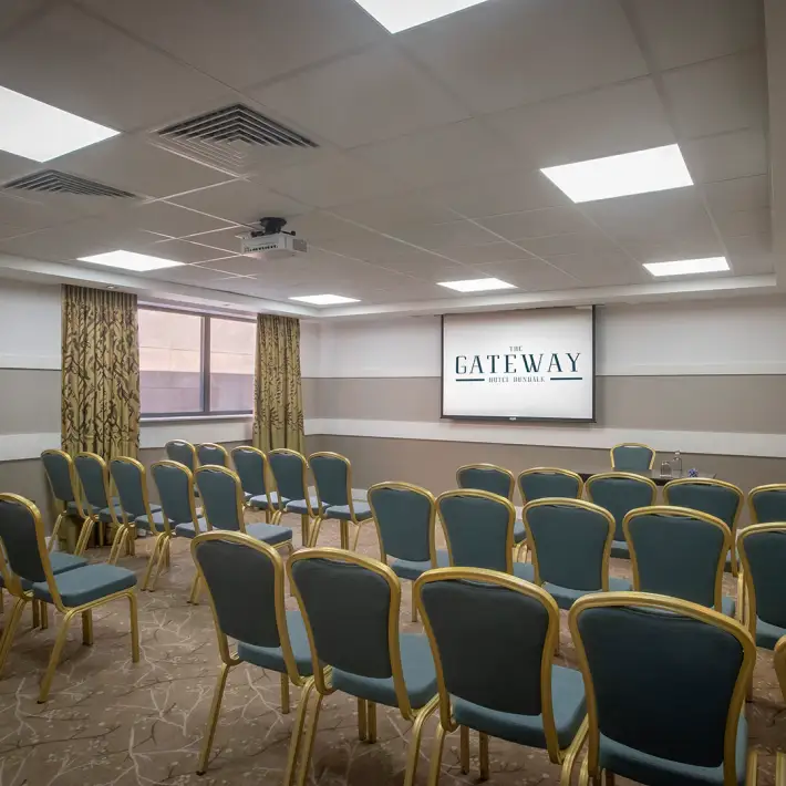 Meeting room at The Gateway Hotel Dundalk set up theatre-style for corporate meetings and events