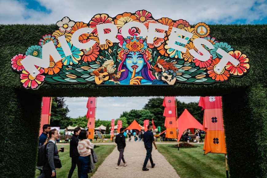 Microfest welcome sign and archway