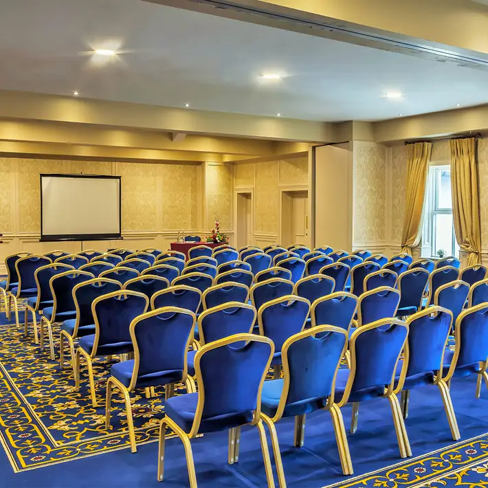Theatre-style conference room at Roganstown Hotel & Country Club for presentations and seminars