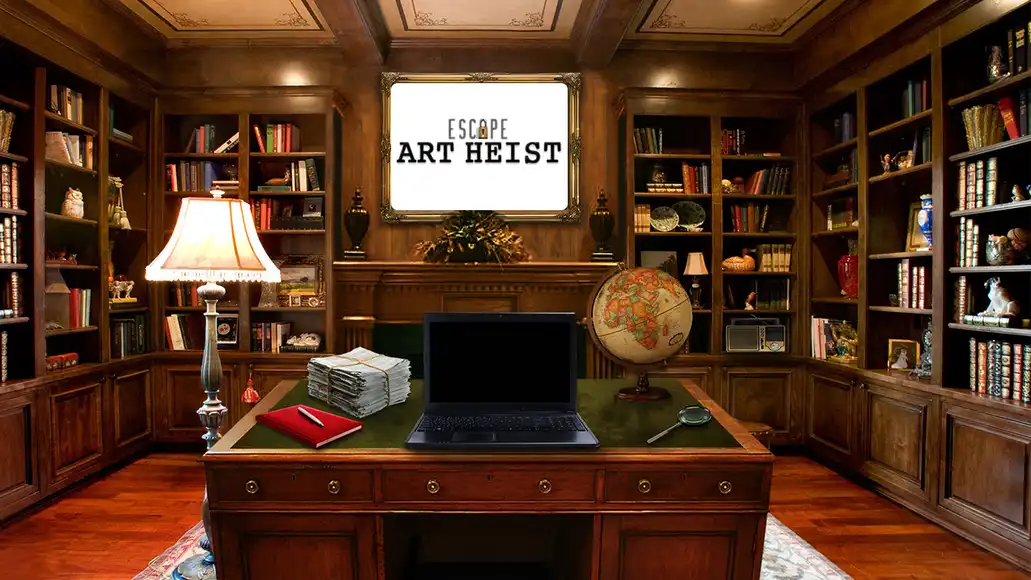 Employees taking part in Escape Art Heist, a problem solving escape game team building activity in Ireland