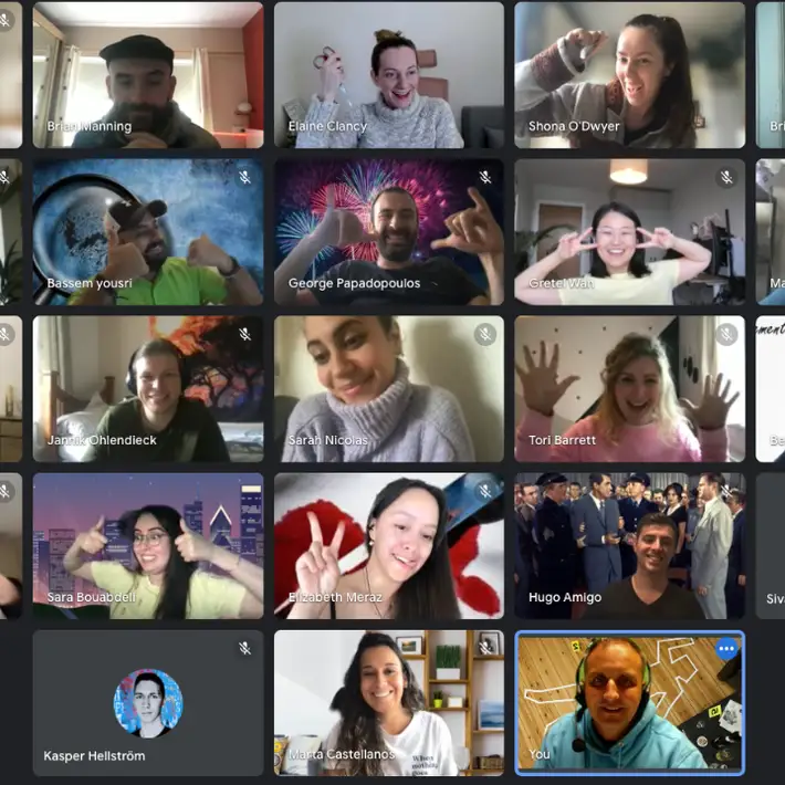 Big google meet manor house murder group shot