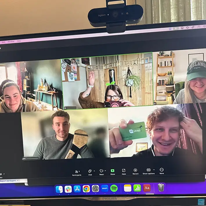 Happy team doing st patricks day team building quiz for corporates