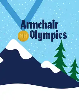 armchair olympics medal and wintery background