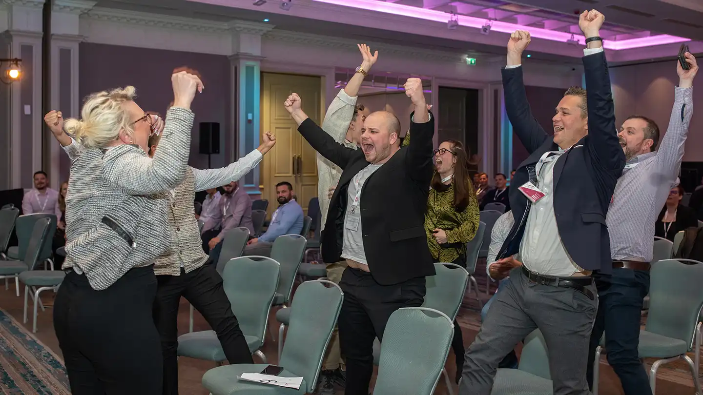 team building group celebrating