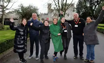 Team taking part in an outdoor team building activity in Ireland