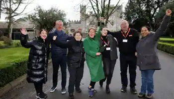 Team taking part in an outdoor team building activity in Ireland