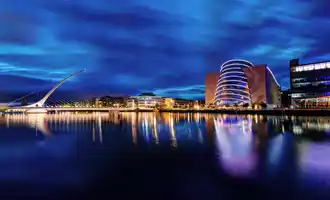 Corporate event planning in Dublin city with Dynamic Events, featuring evening views of the River Liffey and top conference venues.