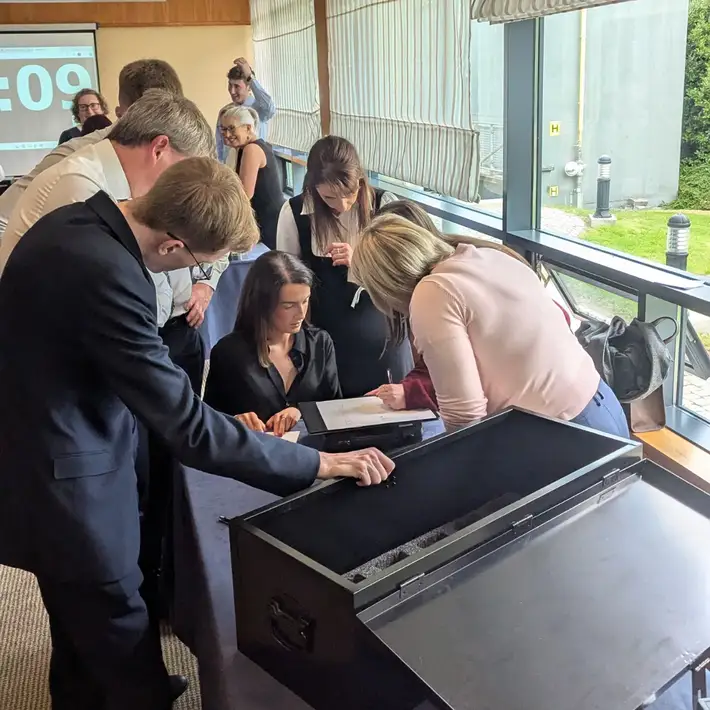 Team on the last code breaker box 