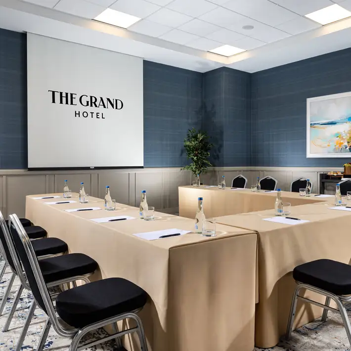 Boardroom meeting setup at The Grand Hotel Malahide Dublin for corporate events, team meetings and business workshops