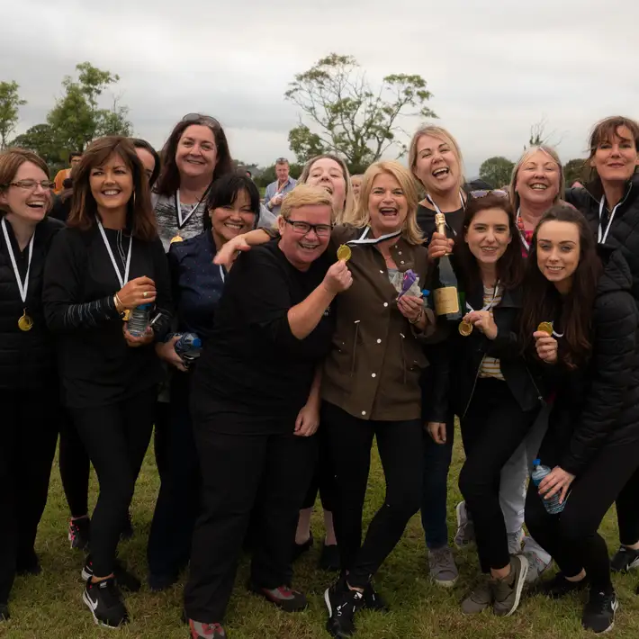 Winning group with prizes