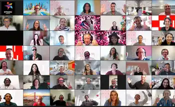 Large group taking part in a virtual team building event online