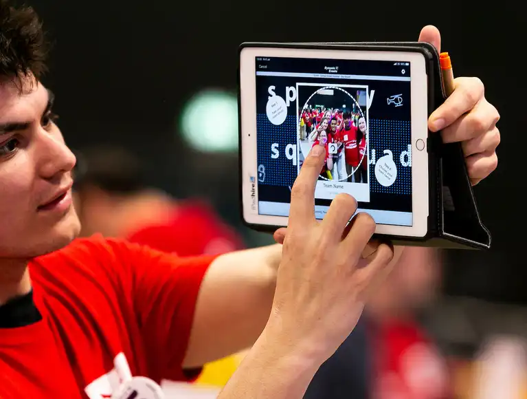 spy squad team building group selfie