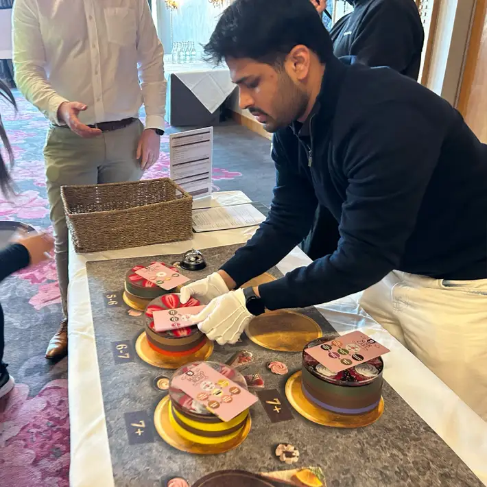 Real-time strategy and efficiency team training exercise showing multiple cake builds during The Cake Factory business simulation in Ireland