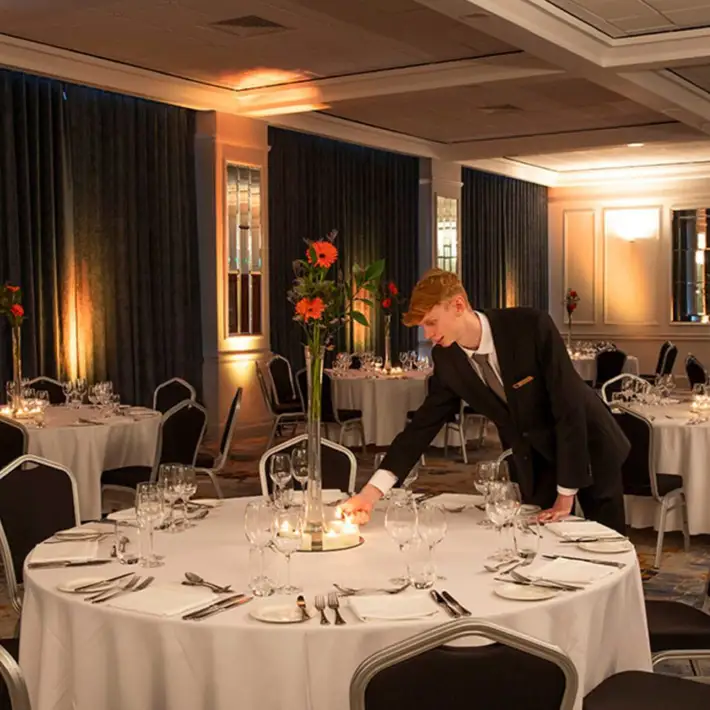 Gala dinner setup at The Grand Hotel Malahide Dublin for corporate events, company celebrations and team building evenings