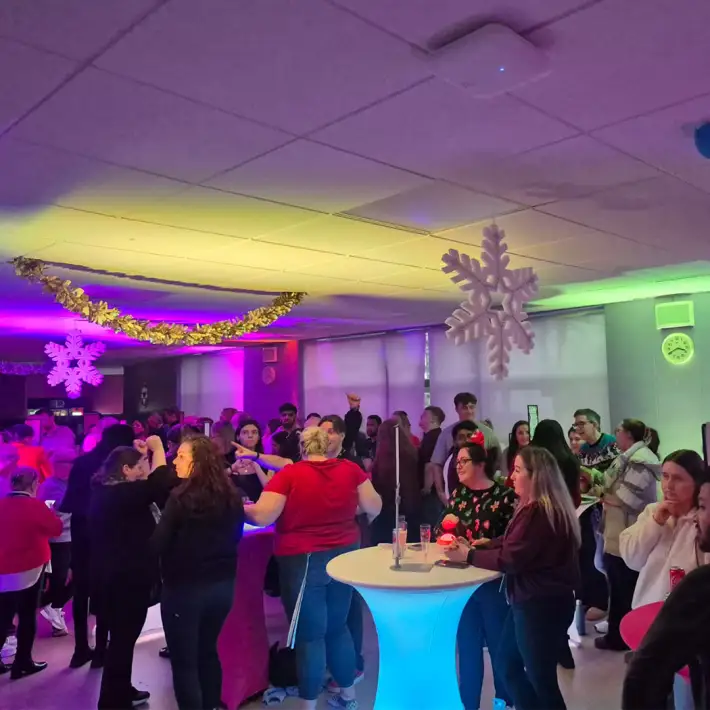 happy group doing music mania evening entertainment