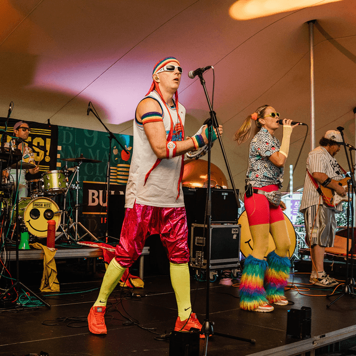 Smash Hits performing on stage at Covalen’s summer staff event