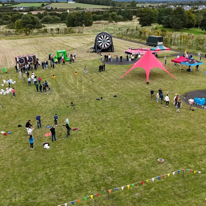 Moore Ireland summer event overview at Heritage Hotel Killenard with staff enjoying outdoor team building activities organised by Dynamic Events Ireland