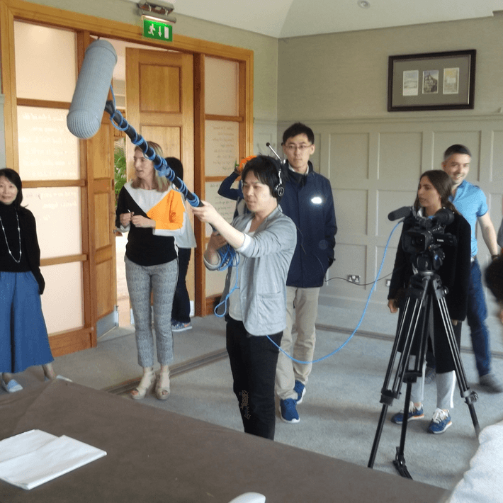 filming with mics and cameras