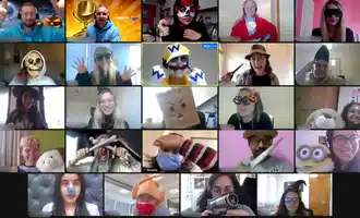 Virtual Halloween Team Building Activity that gtook place on Zoom with everyone dressed up for the occasion