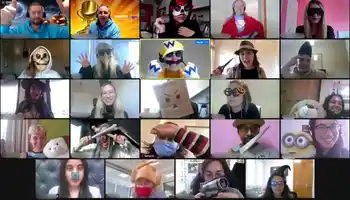 Virtual Halloween Team Building Activity that gtook place on Zoom with everyone dressed up for the occasion