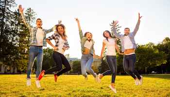 Group of youths enjoying summer