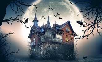 Spooky manor house with bats and crows at night for Manor House Murder corporate murder mystery team building event in Ireland