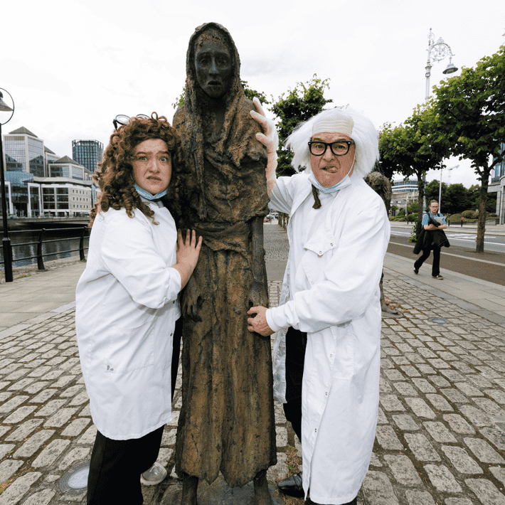 Live actor in costume waiting on participants to reach their checkpoint