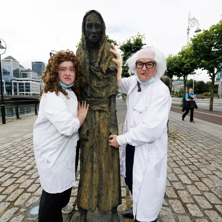 Live actor in costume waiting on participants to reach their checkpoint