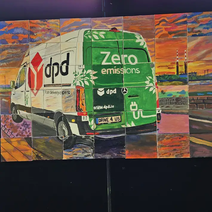 Completed custom Big Picture artwork of DPD Ireland delivery van created during team building event in Galway