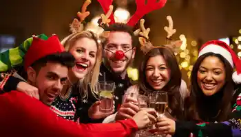 young happy group at christmas