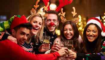 young happy group at christmas