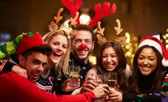 young happy group at christmas