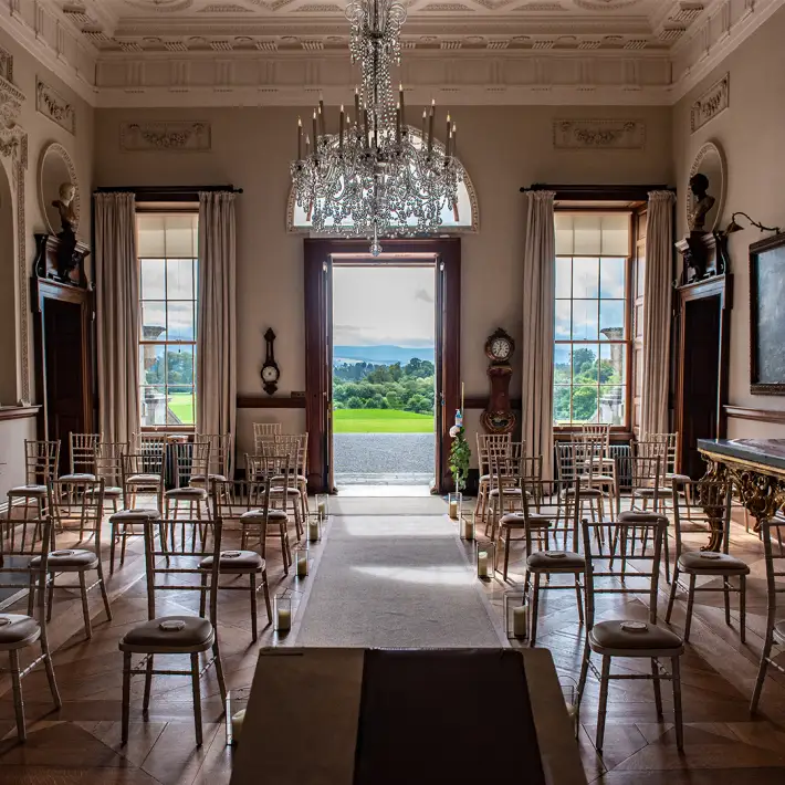Historic event room at Russborough House and Park overlooking