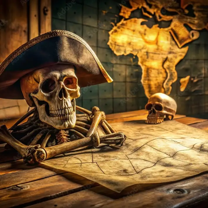treasure hunt map and skulls