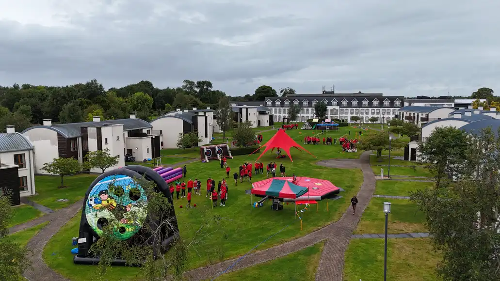aerial view of outdoor team building event at Johnstown Estate Meath