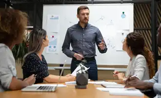 Man Pitching Business Idea