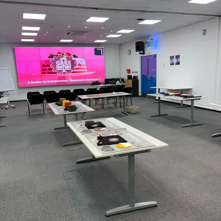 Overview shot of the set up of The Cake Factory