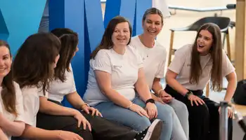 Corporate onboarding activity for new hires in Dublin with team members connecting and engaging on their first week