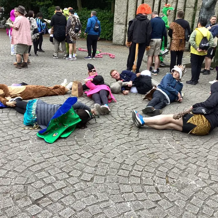 Dressed Up Participants playing Jungle Survival