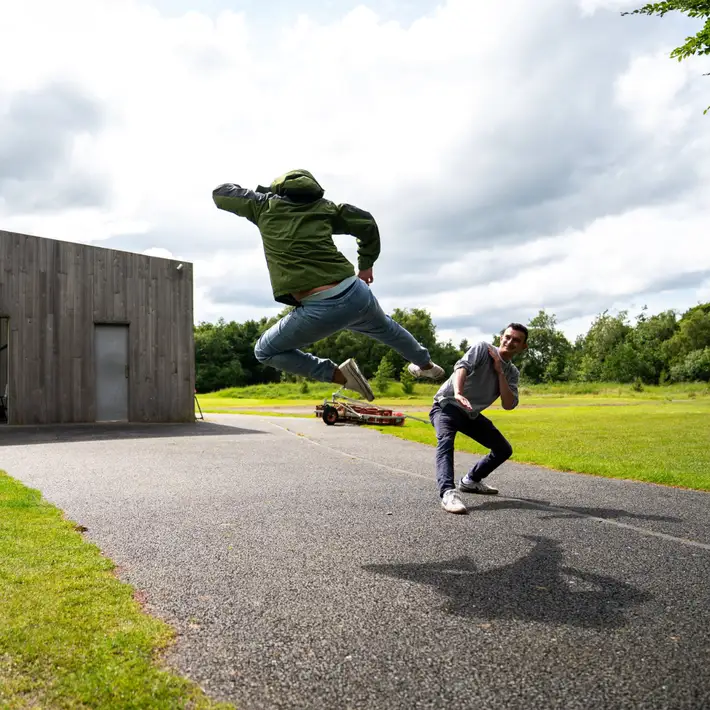 Karate chop photo op 