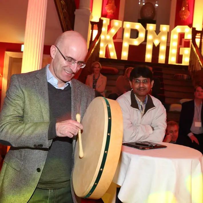 Bodhrán Ensemble team building activity at a conference