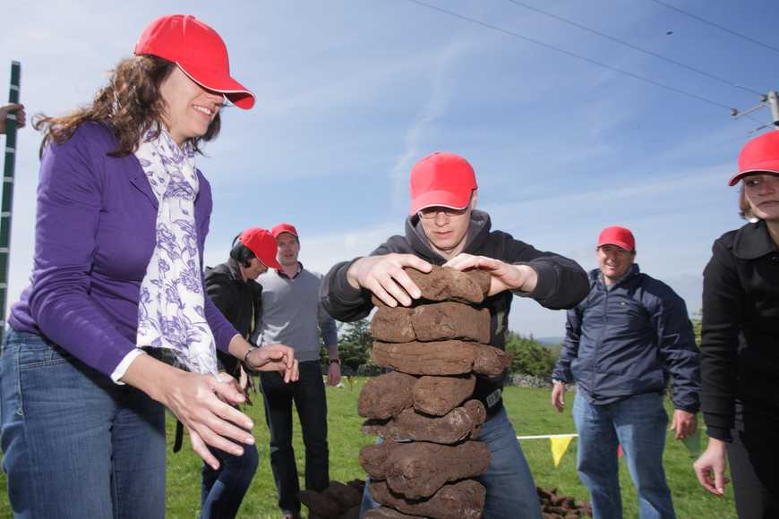 turf stacking corporate team building ireland
