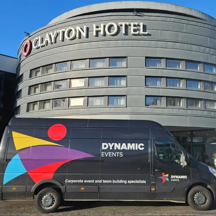 Dynamic Events van outside Clayton Hotel 