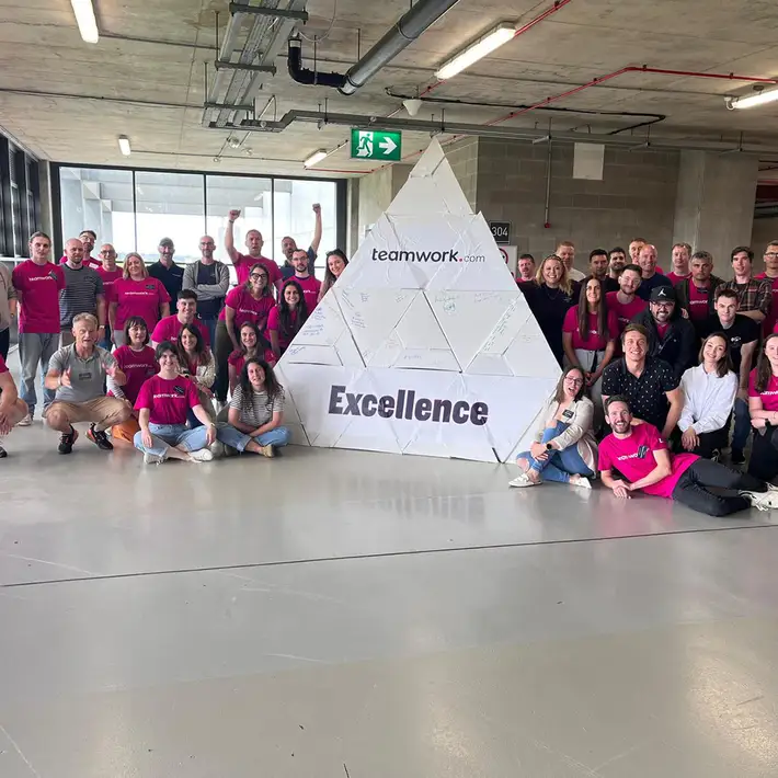 teamwork group with pyramid