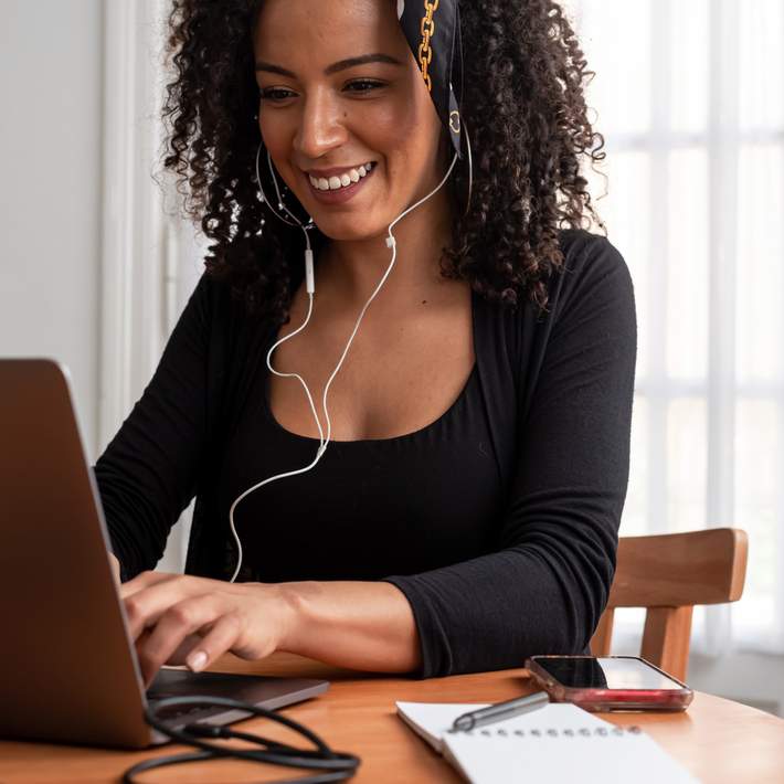 woman looking happy