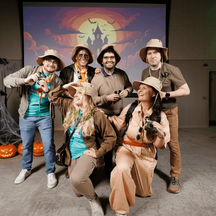 Team Dressed up as jungle explorers to take part in the halloween treasure hunt