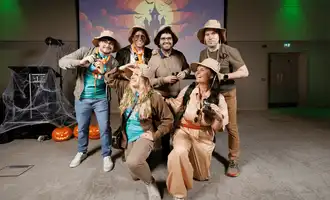 Team Dressed up as jungle explorers to take part in the halloween treasure hunt