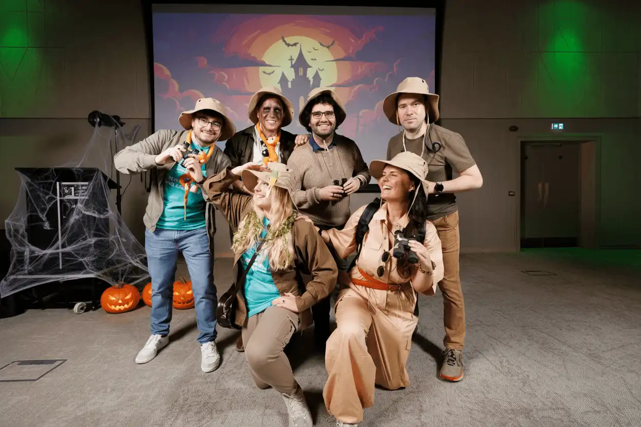 Team Dressed up as jungle explorers to take part in the halloween treasure hunt